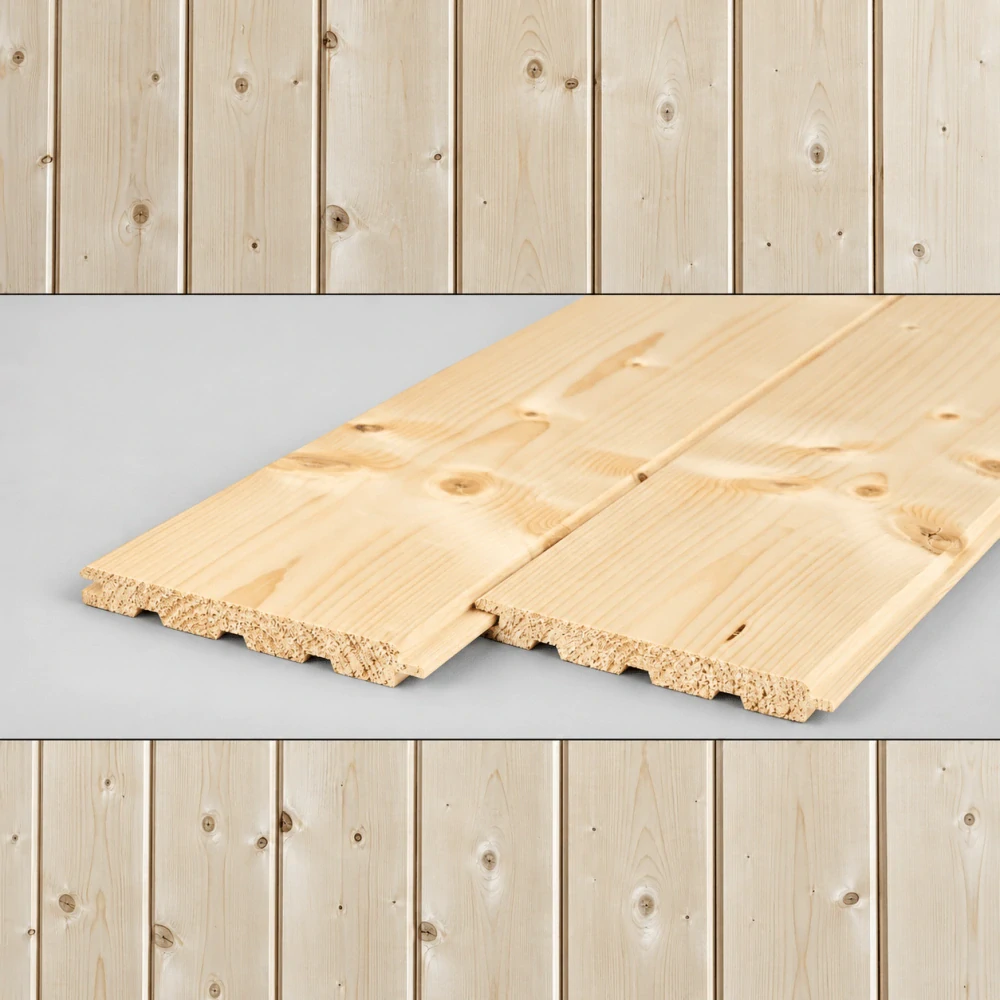 Palubky obkladové 17x146x3000mm kvalita BC, profil Klasik, Severský smrk+Finská borovice