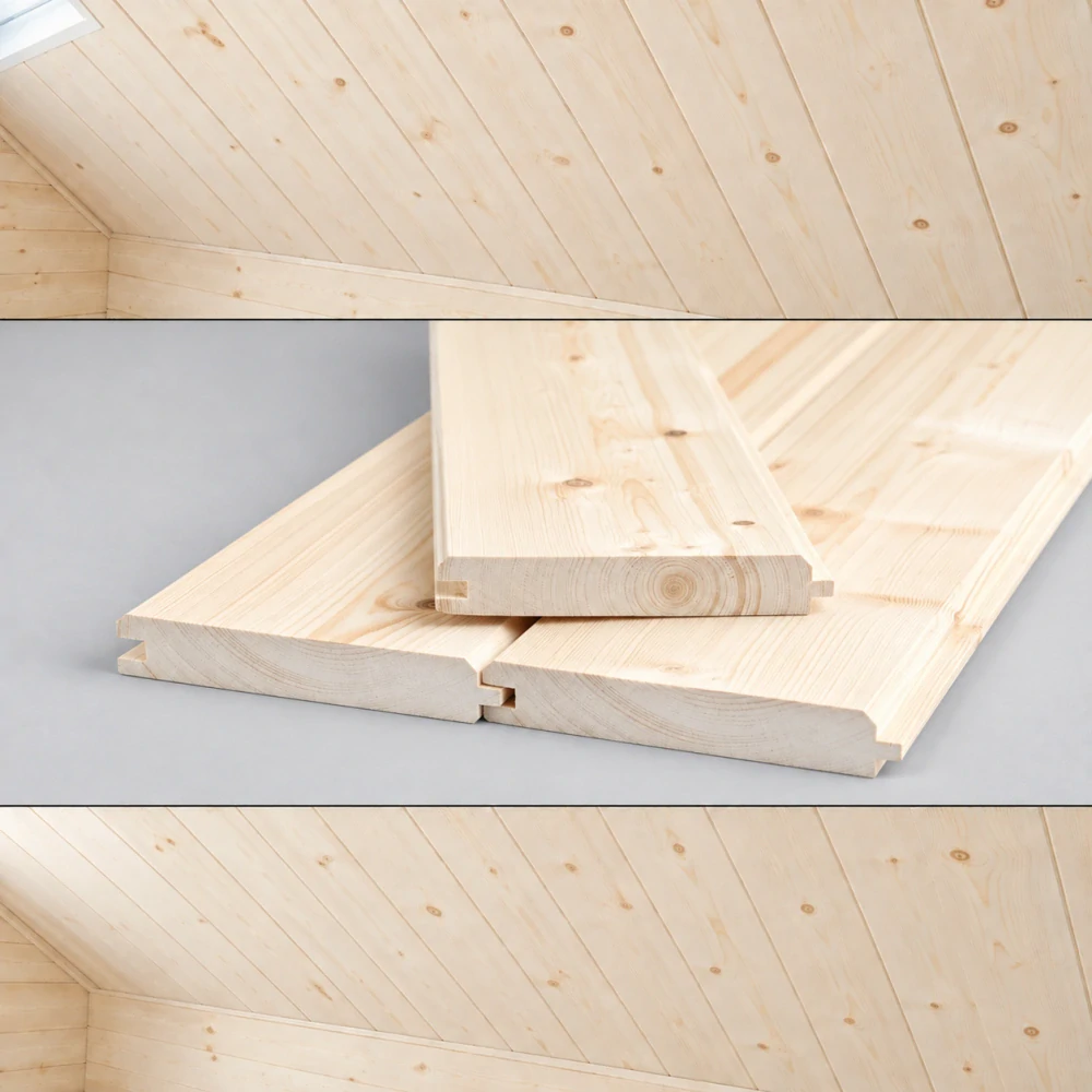 Palubky obkladové oboustranné 19x121x4000mm kvalita AB, profil Klasik, Severský smrk