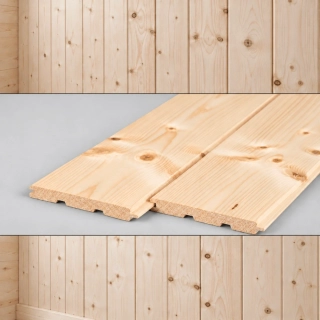 Palubky obkladové 20x146x3000mm kvalita BC, profil Klasik, smrk + borovice